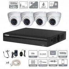 DAHUA Kit vidéo surveillance Full HD 4 caméras dômes de 2 Mpx